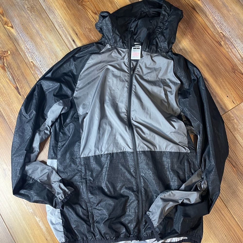 Gymshark Silver/Black Windbreaker Lightweight Small S Zip Jacket